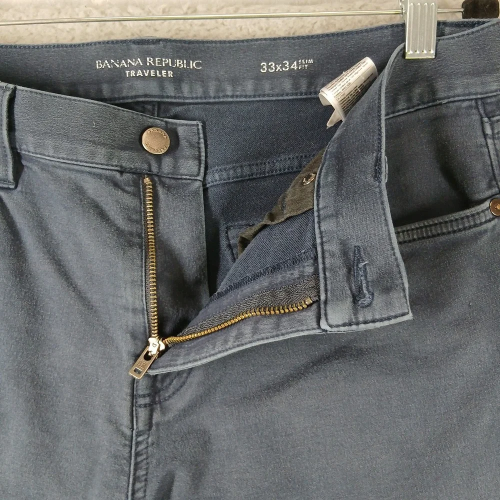 Banana Republic‎ Traveler Pants Men 33 Slim Fit Blue Jeans Wash 33x34